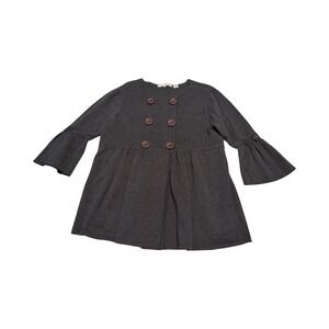 Eight Eight Eight Womens XL Charcoal Grey Cotton Double Breasted Peplum Cardigan